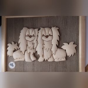 Molong Vintage 3 D Wood Art 10" X 13" Puppies Fun Conversational Excelle…